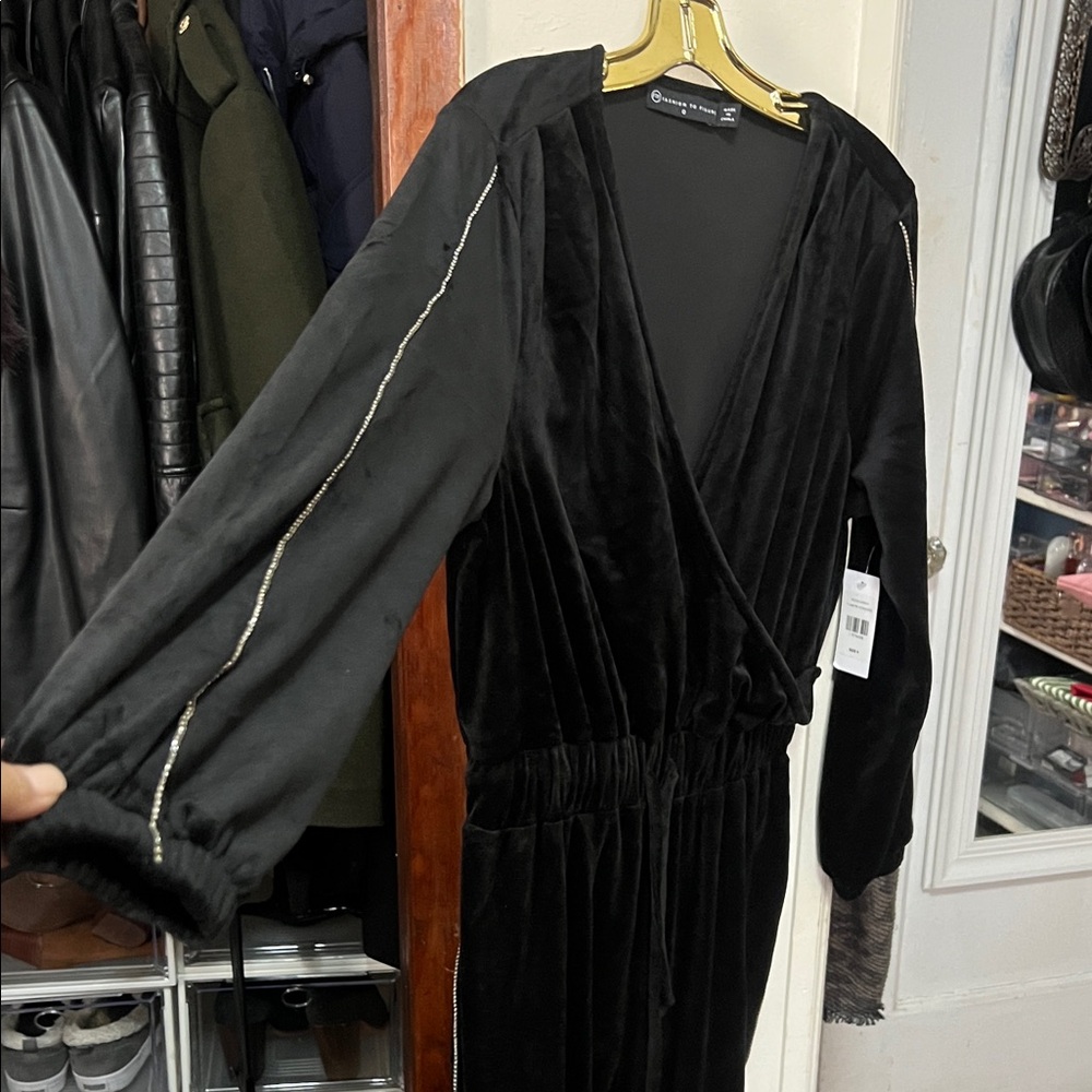 Fashion to Figure Black Jumpsuit with Silver Accents